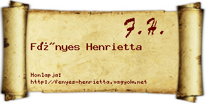 Fényes Henrietta névjegykártya