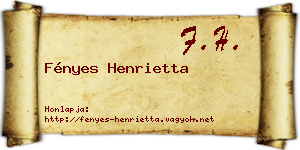 Fényes Henrietta névjegykártya